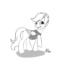 Size: 1280x1280 | Tagged: safe, artist:fairdahlia, derpibooru import, scootaloo, monochrome, solo