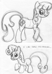Size: 592x846 | Tagged: safe, artist:ambrosebuttercrust, cheerilee, sweetie belle, ask, ask toola roola, monochrome, tumblr