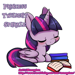 Size: 500x500 | Tagged: safe, artist:moneychan, twilight sparkle, twilight sparkle (alicorn), alicorn, pony, book, eyes closed, female, mare, prone, simple background, solo, transparent background