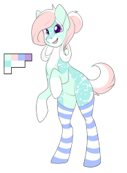 Size: 1982x2694 | Tagged: safe, artist:freeze-pop88, minty, g3, clothes, g3 to g4, generation leap, rearing, redesign, socks, solo, striped socks