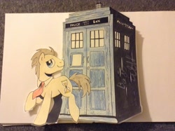 Size: 2592x1936 | Tagged: safe, artist:northern lights, doctor whooves, doctor who, papercraft, tardis, traditional art