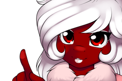 Size: 3000x2000 | Tagged: safe, artist:kloudmutt, oc, oc only, oc:chilly pepper, anthro, anthro oc, bust, female, lipstick, looking at you, portrait, red eyes, red fur, solo, white hair