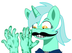 Size: 623x459 | Tagged: safe, artist:xxmoon-dancerxx, lyra heartstrings, hand, moustache, solo, spongebob squarepants, tattletale strangler