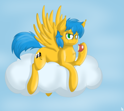 Size: 1621x1452 | Tagged: safe, artist:moonshine, oc, oc only, pegasus, pony, apple, cloud, solo