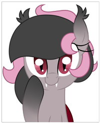 Size: 1300x1600 | Tagged: safe, artist:halabaluu, oc, oc only, oc:solar sound, bat pony, bust, ear fluff, fangs, female, looking at you, simple background, solo