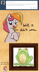 Size: 800x1459 | Tagged: safe, artist:ambrosebuttercrust, toola roola, frog, g3, ask, ask toola roola, solo, tumblr