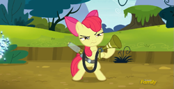 Size: 777x402 | Tagged: safe, screencap, apple bloom, bloom and gloom, game face, twitbuster apple bloom, twittermite