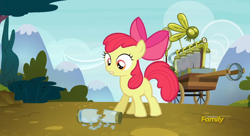 Size: 1920x1048 | Tagged: safe, screencap, apple bloom, earth pony, bloom and gloom, apple bloom's bow, female, filly, hair bow, red mane, yellow coat