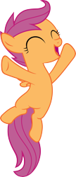 Size: 2587x6000 | Tagged: safe, artist:slb94, scootaloo, brotherhooves social, cute, cutealoo, excited, eyes closed, jumping, simple background, solo, transparent background, vector