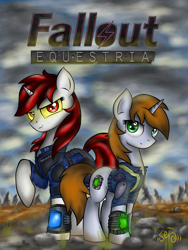 Size: 3000x4000 | Tagged: safe, artist:lightning5trike, artist:setharu, oc, oc only, oc:blackjack, oc:littlepip, pony, unicorn, fallout equestria, fallout equestria: project horizons, clothes, fallout, fanfic, fanfic art, female, hooves, horn, mare, pipbuck, vault suit