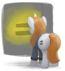 Size: 992x1083 | Tagged: safe, artist:xiao668, oc, oc only, oc:littlepip, pony, unicorn, fallout equestria, clothes, equal cutie mark, fanfic, fanfic art, female, mare, solo, vault suit