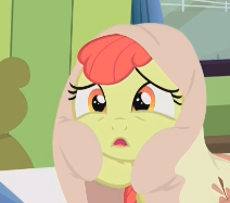 Size: 212x187 | Tagged: safe, screencap, apple bloom, earth pony, pony, bloom and gloom, adorabloom, blanket, cropped, cute, female, filly, open mouth, scared, solo