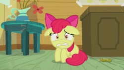 Size: 500x281 | Tagged: safe, screencap, apple bloom, bloom and gloom, animated, discovery family, discovery family logo, scared, shivering, solo