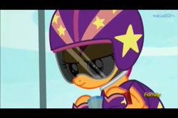 Size: 960x640 | Tagged: safe, screencap, scootaloo, bloom and gloom, cinemaquestria, helmet, scooter