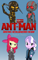 Size: 1450x2300 | Tagged: safe, artist:phantomshadow051, apple bloom, diamond tiara, equestria girls, ant-man, crossover, marvel, yellow jacket (marvel)