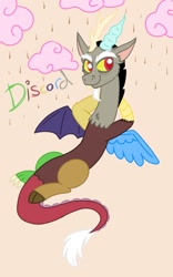 Size: 800x1280 | Tagged: safe, artist:php62, discord, draconequus, chocolate rain, cotton candy cloud, cute, discute, fluffy, looking at you, male, my little pony, smiling, smiling at you, solo