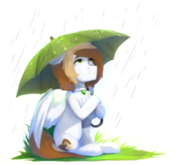 Size: 1280x1207 | Tagged: safe, artist:maccoffee, oc, oc only, oc:coffee cream, rain, solo, umbrella