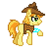 Size: 96x96 | Tagged: safe, artist:anonycat, artist:ban_mido, artist:deathpony, braeburn, animated, broken leg, desktop ponies, limp, simple background, solo, transparent background, walk cycle