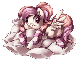 Size: 1250x1000 | Tagged: safe, artist:heilos, oc, oc only, oc:cuddle bug, clothes, cute, female, socks, solo, striped socks