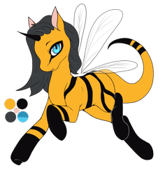 Size: 756x800 | Tagged: artist needed, safe, oc, oc only, oc:hazel honeybush, original species, monster mare, solo, wasp, wasp pony, wings