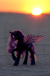 Size: 2848x4272 | Tagged: safe, nightmare moon, ask bikemare moon, bonneville salt flats, irl, photo, ponies around the world, salt flats, solo, sun, sunrise, tumblr