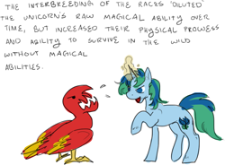 Size: 826x609 | Tagged: safe, artist:equestrology, oc, oc only, bird, pony, unicorn, headcanon, origins