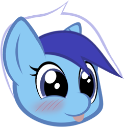 Size: 643x655 | Tagged: safe, artist:paragonaj, minuette, blushing, cute, disembodied head, head, simple background, solo, tongue out, transparent background