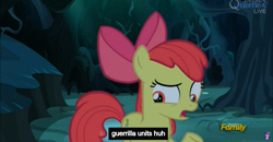 Size: 1600x830 | Tagged: safe, screencap, apple bloom, bloom and gloom, meme, solo, youtube caption