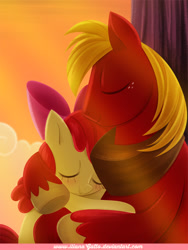 Size: 672x893 | Tagged: safe, artist:ilianagatto, apple bloom, big macintosh, earth pony, pony, brotherhooves social, brother and sister, equestria's best big brother, female, hug, male, scene interpretation, siblings, stallion