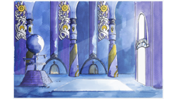 Size: 1024x576 | Tagged: safe, artist:simbaro, castle of the royal pony sisters, interior, lullaby for a princess, traditional art, watercolor painting