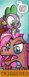 Size: 496x1307 | Tagged: safe, mina, spike, dragon, spoiler:comic, spoiler:comicff14, meme, triggered