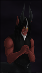 Size: 703x1200 | Tagged: safe, artist:smilydon, lord tirek, centaur, alternate hairstyle, black background, male, nose piercing, nose ring, piercing, simple background, solo