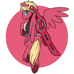 Size: 800x800 | Tagged: safe, artist:perfectpinkwater, crossover, monado, ponified, shulk, simple background, solo, super smash bros., sword, transparent background, xenoblade chronicles