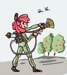 Size: 967x1080 | Tagged: safe, artist:agm, apple bloom, human, bloom and gloom, ass, humanized, pest control gear, twitbuster apple bloom, twittermite