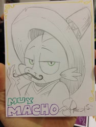 Size: 600x800 | Tagged: safe, artist:andypriceart, spike, dragon, moustache, solo, sombrero, traditional art