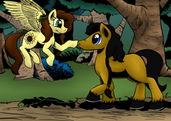 Size: 1024x724 | Tagged: safe, artist:darkhestur, oc, oc only, oc:dark, oc:sunny surprise, earth pony, pegasus, pony