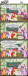 Size: 800x2153 | Tagged: safe, artist:umneem, apple bloom, cheerilee, diamond tiara, scootaloo, sweetie belle, cyclops, earth pony, pegasus, pony, unicorn, comic:my rational pony, bayes theorem, chalk drawing, chalkboard, classroom, comic, cutie mark crusaders, school