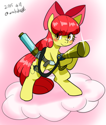 Size: 1023x1207 | Tagged: safe, artist:wonton soup, apple bloom, bloom and gloom, pest control gear, twitbuster apple bloom