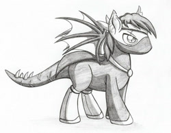 Size: 1014x788 | Tagged: safe, artist:foxbeast, oc, oc only, oc:vamprus, bat pony, pegasus, pony, undead, vampire, vampony, male, monochrome, simple background, sketch, solo, traditional art