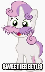 Size: 540x857 | Tagged: safe, sweetie belle, cute, diabetes, diasweetes, moustache, solo, wilford brimley