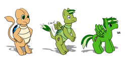 Size: 1023x483 | Tagged: safe, artist:sniperian, oc, oc only, oc:sniperian, alicorn, hybrid, pony, crossover, fusion, koopa troopa, male, nintendo, pokémon, simple background, solo, super mario bros., transformation, transformation sequence, transparent background, video game