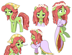 Size: 1280x978 | Tagged: safe, artist:30clock, tree hugger, earth pony, pony, make new friends but keep discord, clothes, cute, dress, eyes closed, female, gala dress, huggerbetes, mare, open mouth, smiling, solo