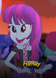 Size: 356x494 | Tagged: safe, screencap, drama letter, microchips, mystery mint, watermelody, equestria girls, rainbow rocks, background human, cute, discovery family, discovery family logo, logo, mysterybetes, solo focus, teeth