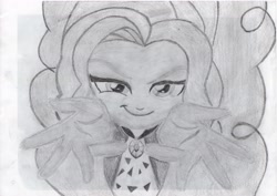 Size: 3509x2481 | Tagged: safe, artist:ed-skar, adagio dazzle, equestria girls, rainbow rocks, grayscale, monochrome, traditional art