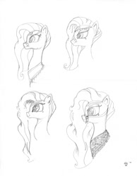 Size: 932x1200 | Tagged: safe, artist:woodcase, amira, saddle arabian, barista amira, bust, concept art, monochrome, sketch