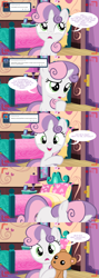 Size: 1280x3600 | Tagged: dead source, safe, artist:jan, sweetie belle, ask, ask the crusaders, bed, camera, solo, teddy bear, tumblr