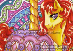 Size: 570x400 | Tagged: safe, artist:anniemsson, derpibooru import, g1, diamond dreams, traditional art