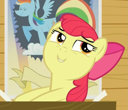 Size: 901x775 | Tagged: safe, screencap, apple bloom, bloom and gloom, faic, rainbow dash poster, reaction image, solo, trollface