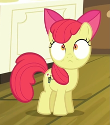 Size: 813x921 | Tagged: safe, screencap, apple bloom, bloom and gloom, reaction image, solo