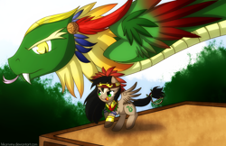 Size: 1580x1024 | Tagged: safe, artist:hikariviny, oc, oc only, oc:itzcoatl, pegasus, pony, aztec, feathered serpent, jungle, quetzalcoatl